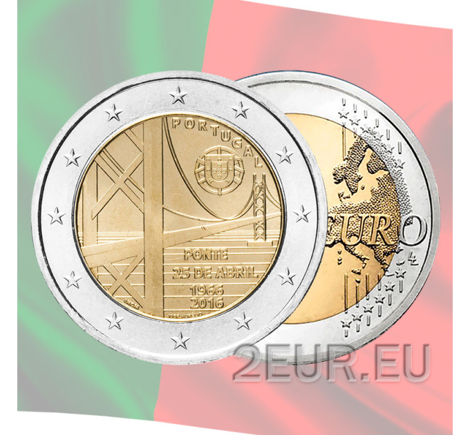 Portugal 2 Euro UNC 2016 - 50 Jahre seit der Einweihung der Brücke vom 25. April