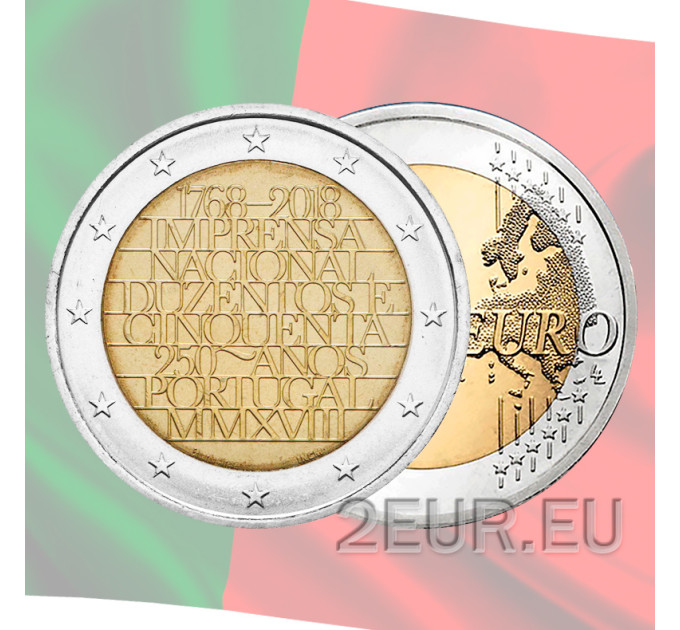Portugal 2 Euro UNC 2018 - 250. Jahrestag der Nationaldruckerei
