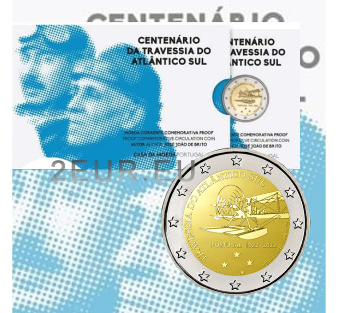 Portugal 2 Euro proof 2022 - 100. Jahrestag der ersten Südatlantik-Luftüberquerung 