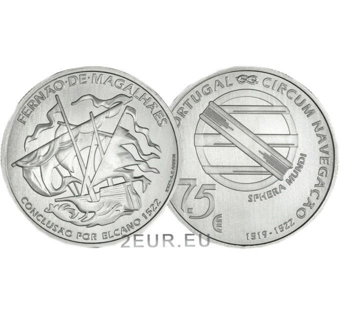 Portugal 7,5 Euro UNC 2022 - 500. Jahrestag der ersten Erdumrundung durch Magellan - Elcano 1522