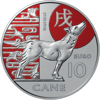 San Marino 10 Euro BU 2025 – Chinesischer Mondkalender – "Hund"
