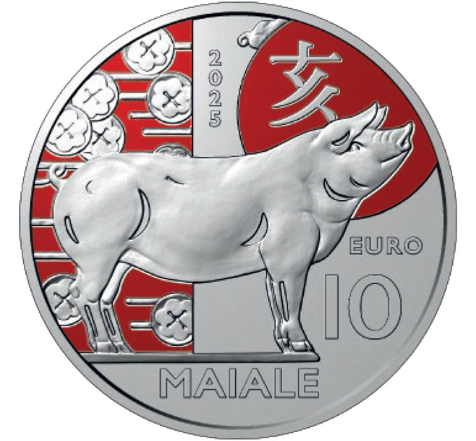 San Marino 10 Euro BU 2025 – Chinesischer Mondkalender – "Schwein"