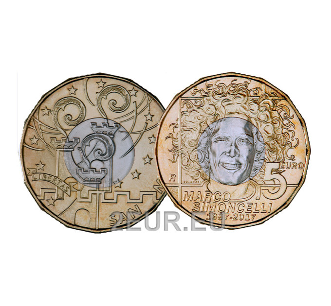 San Marino 5 euro UNC 2017 - "30. Geburtstag von Marco Simoncelli"