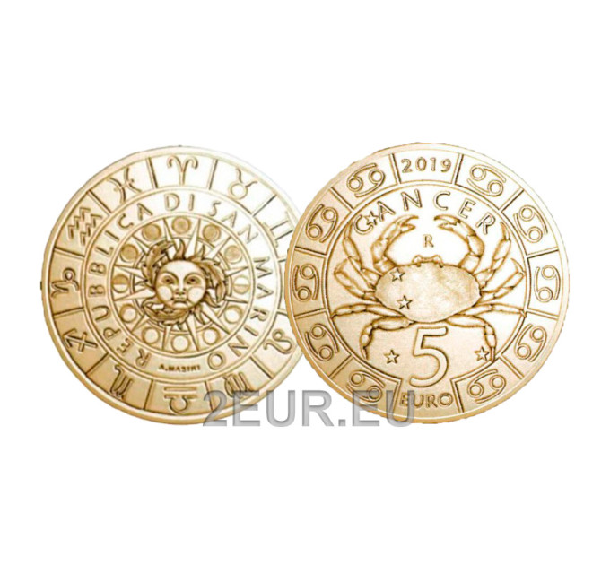 San Marino 5 euro UNC 2019 - "Sternzeichen - Krebs"