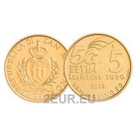 San Marino 5 euro UNC 2019 - "5G-Mobilfunknetz"