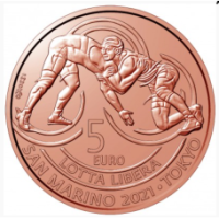 San Marino 5 euro UNC 2021 – „Sieg im Freistilringen in Tokio“