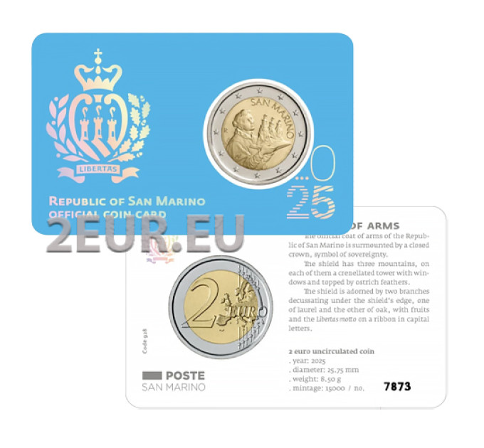San Marino 2 EURO BU 2025 - Wappen der Republik San Marino