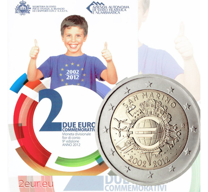 San Marino 2 Euro BU 2012 - 10 Jahre Euro-Bargeld