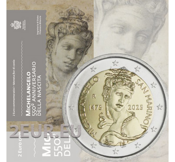 San Marino 2 euro BU 2025 – 550. Jahrestag der Geburt Michelangelos