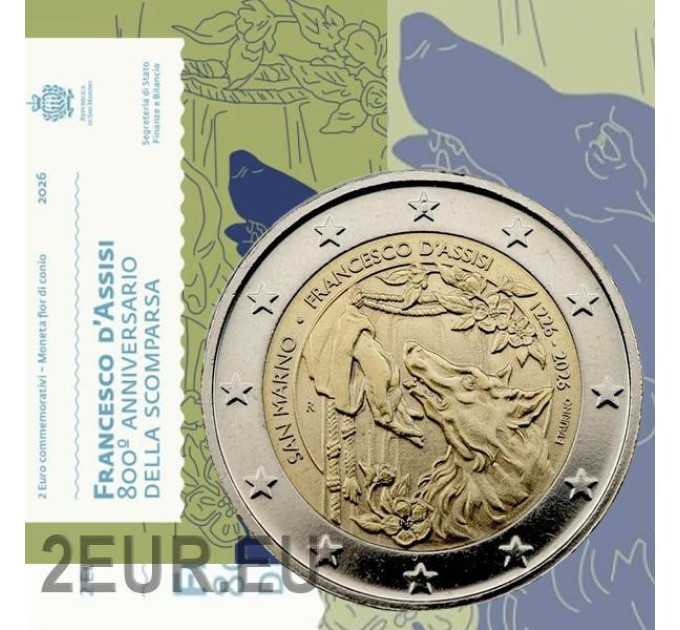 San Marino 2 euro BU 2026 – 800. Todestag von Franz von Assisi