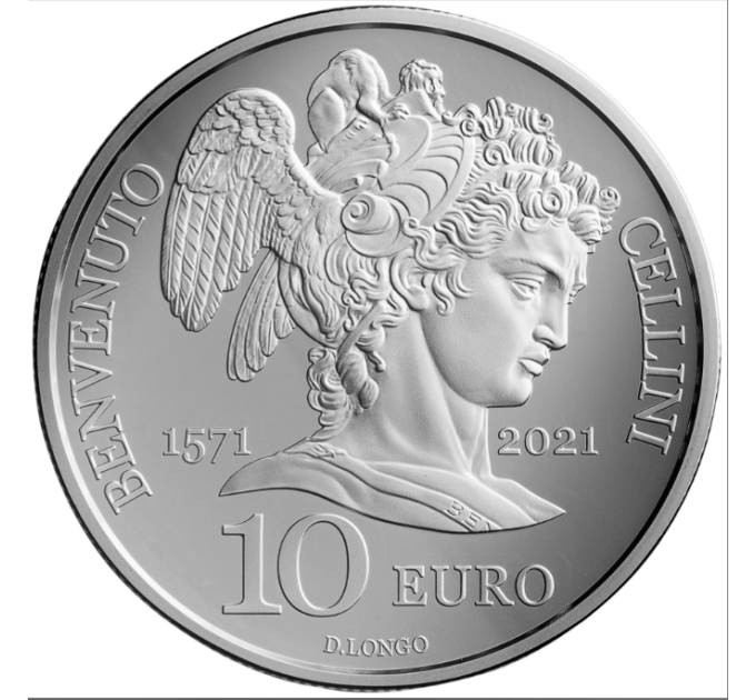 San Marino 10 Euro proof 2021 – 450. Todestag von Benvenuto Cellini  