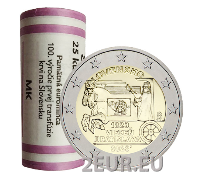 Slowakei 2 Euro UNC rollen 2023 – 200. Jahrestag der Eröffnung der Pferdepost auf der Strecke Wien-Bratislava
