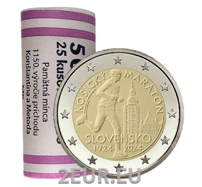 Slowakei 2 Euro UNC rollen 2024 – Internationaler Marathon in Kosice