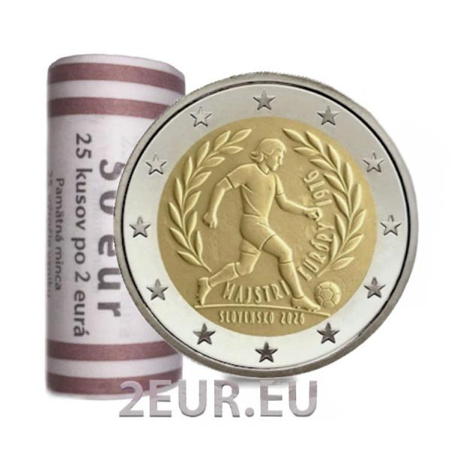 Slowakei 2 Euro UNC rollen 2026 – UEFA-Fußball-Europameisterschaft 1976