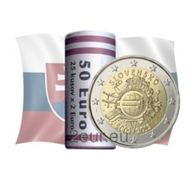 Slowakei 2 Euro UNC rollen 2012 – 10 Jahre Euro
