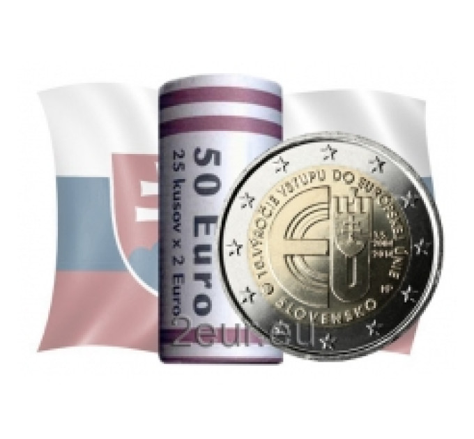 Slowakei 2 Euro UNC rollen 2014 – 10 Jahre slowakische EU-Mitgliedschaft