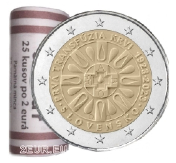 Slowakei 2 Euro UNC rollen 2023 – 100. Jahrestag der ersten Bluttransfusion in der Slowakei