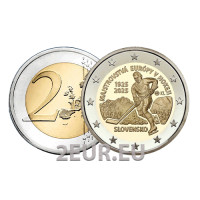 Slowakei 2 Euro UNC 2025 – 100 Jahre erste Eishockey-Europameisterschaft