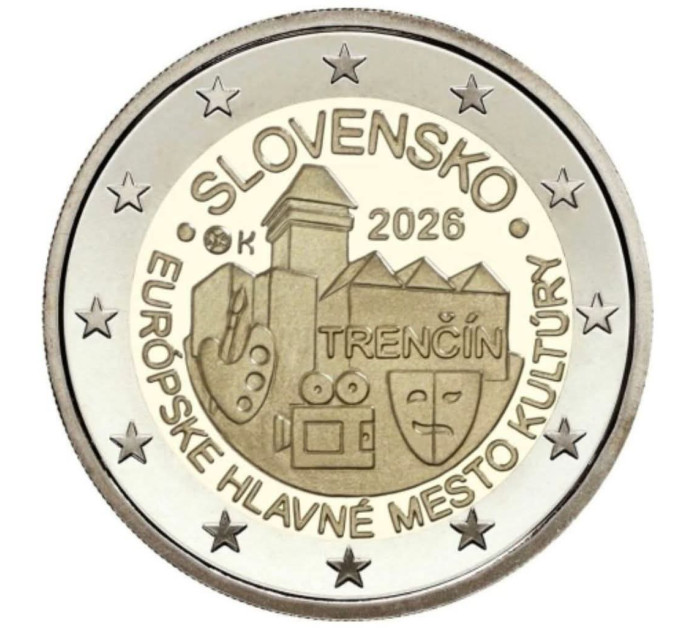 Slowakei 2 Euro UNC rollen 2026 – Trencin