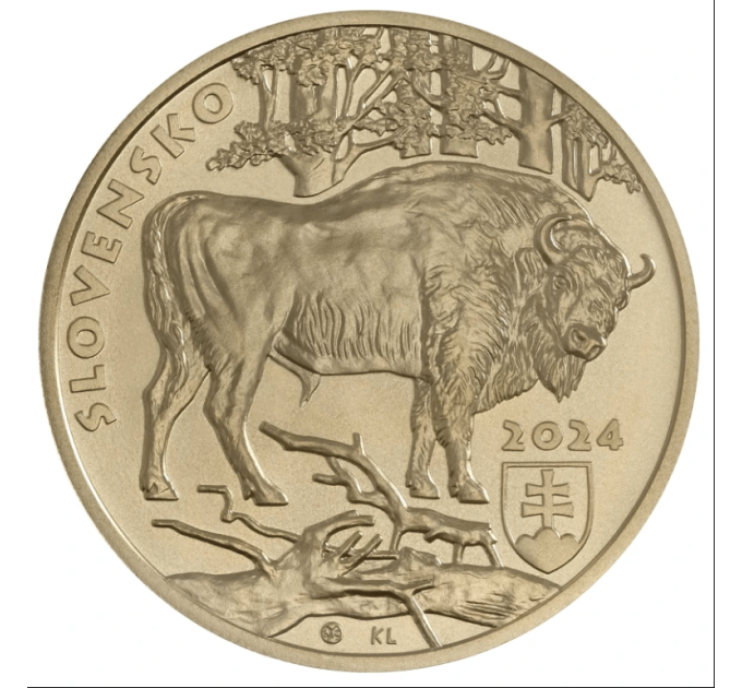 Slowakei 5 Euro UNC 2024 – Fauna und Flora in der Slowakei – Der Europäische Wisent