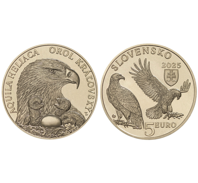 Slowakei 5 Euro UNC 2025 – Fauna und Flora in der Slowakei – Östlicher Kaiseradler