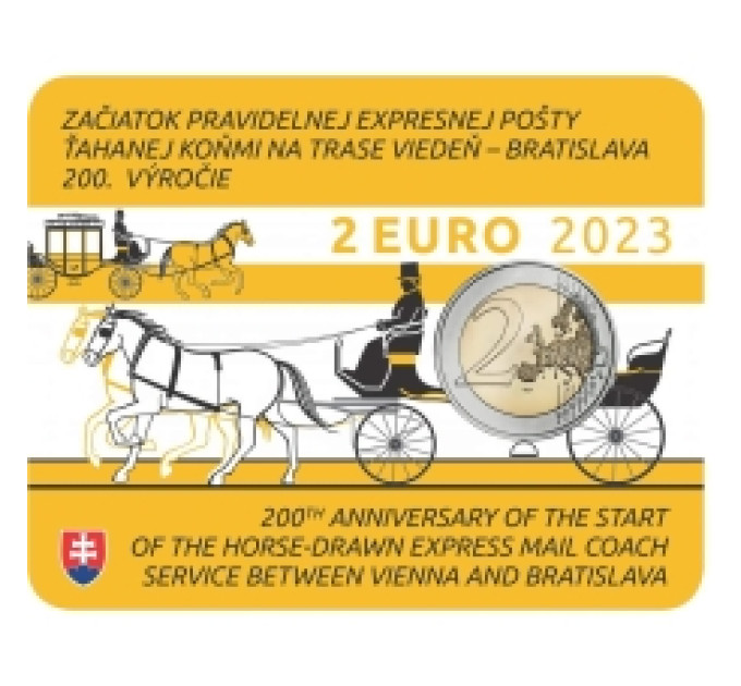 Slowakei 2 Euro BU 2023 – 200. Jahrestag der Eröffnung der Pferdepost auf der Strecke Wien-Bratislava