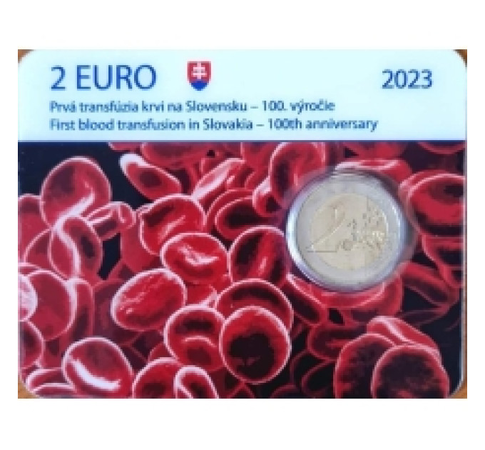 Slowakei 2 Euro BU 2023 – 100. Jahrestag der ersten Bluttransfusion in der Slowakei  