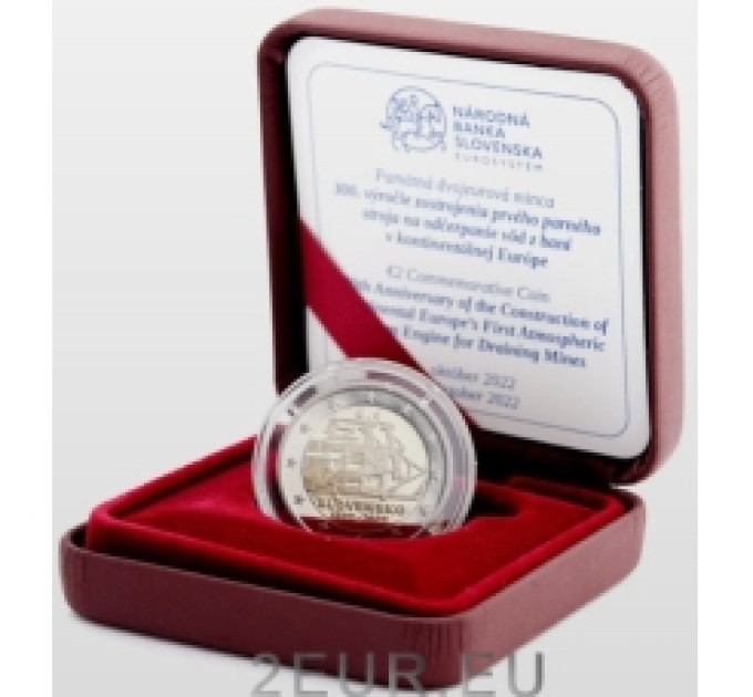  Slowakei 2 Euro proof 2022 - 300. Jahrestag des Baus der ersten atmosphärischen Dampfmaschine Kontinentaleuropas zur Entwässerung von Bergwerken 