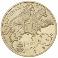 Slowakei 5 Euro UNC 2021 – Fauna und Flora in der Slowakei – Raubwolf