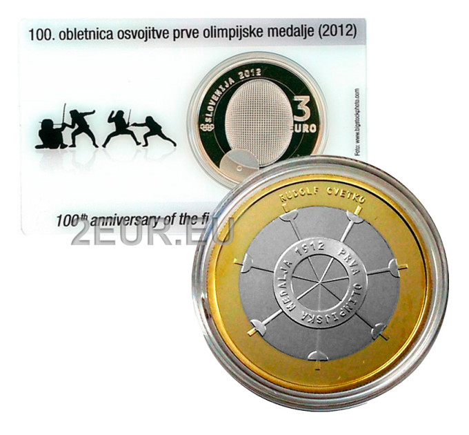 Slowenien 3 Euro proof 2012 - 100. Jahrestag der ersten olympischen Medaille 