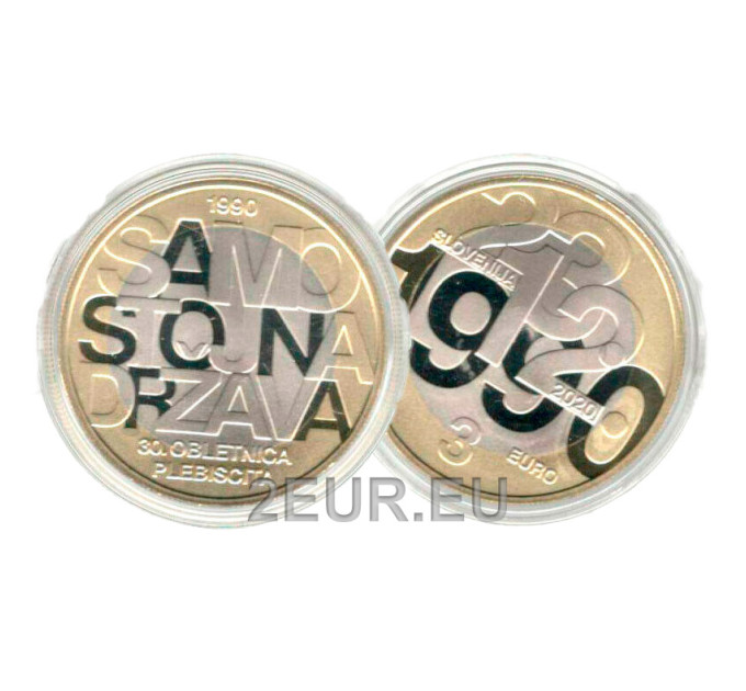 Slowenien 3 Euro proof 2020 – 30. Jahrestag der Volksabstimmung über die Unabhängigkeit der Republik Slowenien
