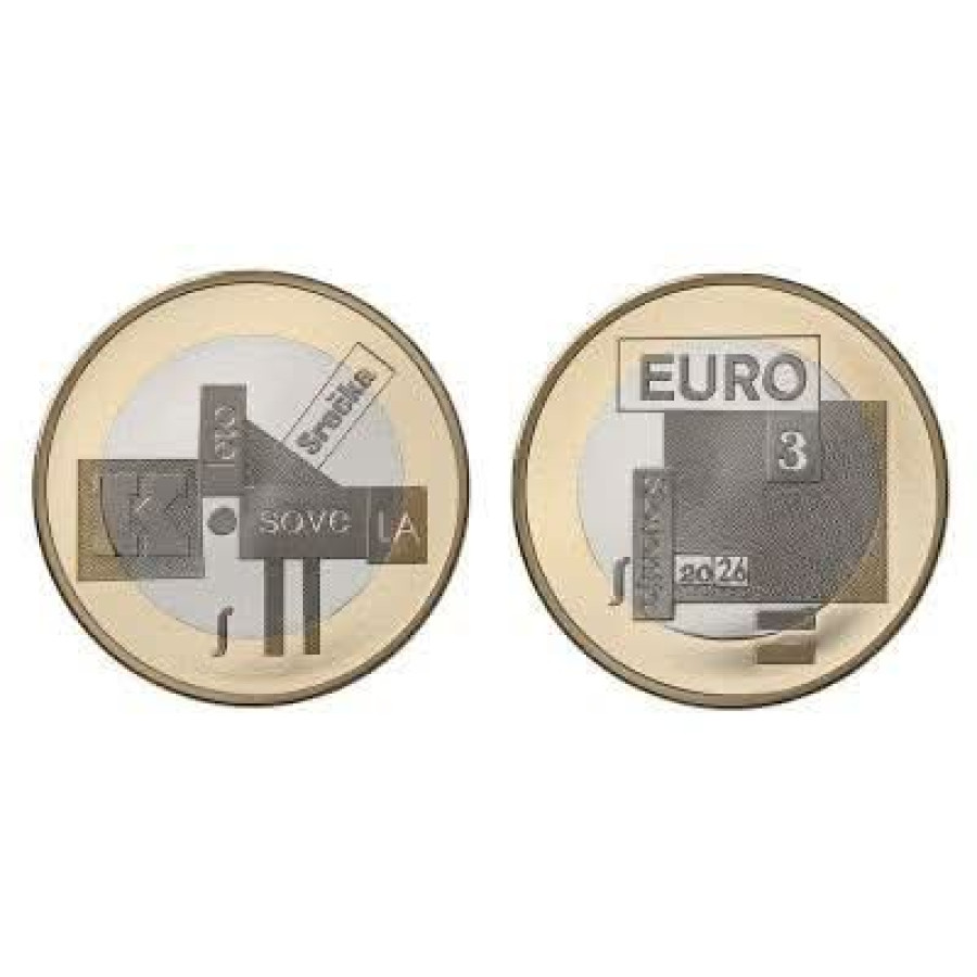 Slowenien 3 Euro UNC 2026 – Srechko Kosovela