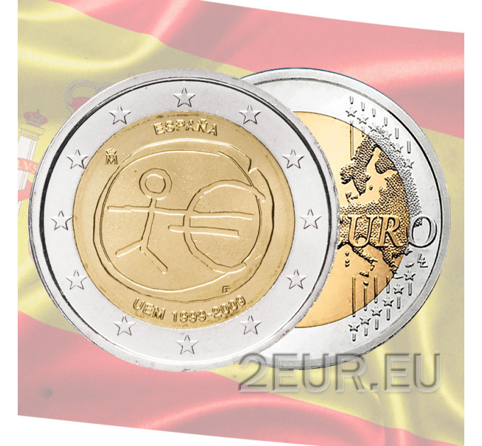 Spanien 2 Euro UNC 2009 - 10 Jahre Euro - WWU - UEM