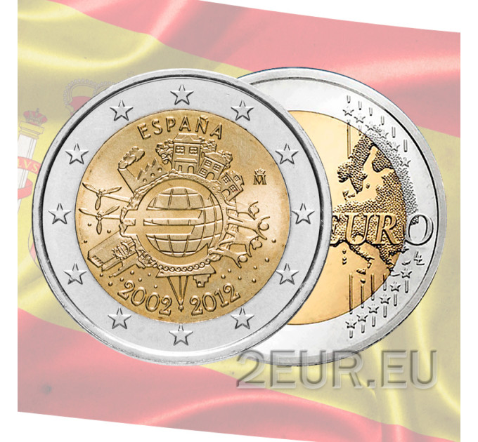 Spanien 2 Euro rollen 2012 – 10 Jahre Euro-Bargeld