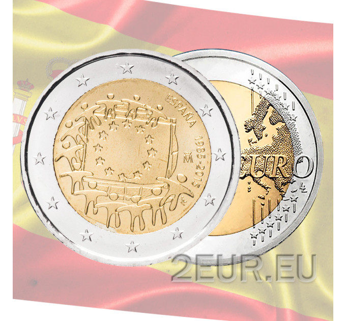 Spanien 2 Euro UNC 2015 - 30 Jahre EU-Flagge
