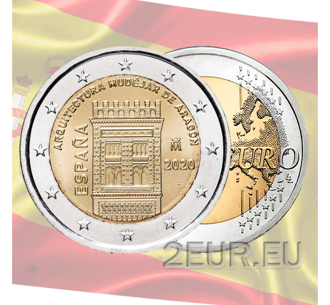 Spanien 2 euro UNC 2020 - Mudéjar-Architektur von Aragon