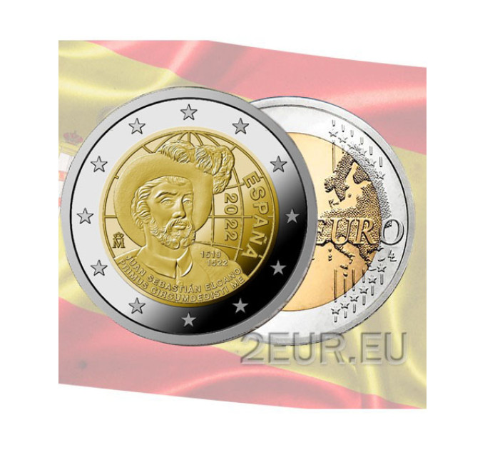 Spanien 2 Euro UNC 2022 - 500. Jahrestag der ersten Weltumrundung durch Juan Sebastian Elcano