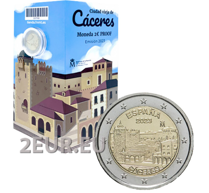 Spanien 2 euro proof 2023 – UNESCO-Weltkulturerbe – Altstadt von Cáceres