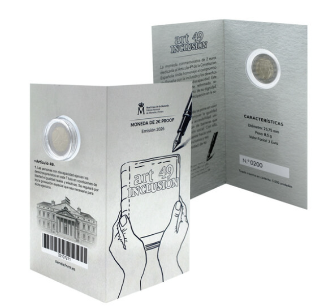 Spanien 2 euro proof 2026 – Artikel 49: Behinderung, Schutz, Rechte und Inklusion