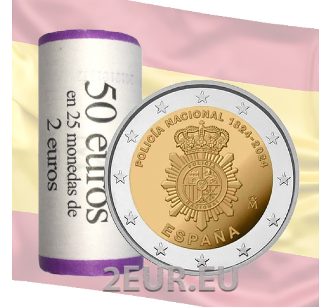 Spanien 2 Euro rollen 2024 – Nationales Polizeikorps