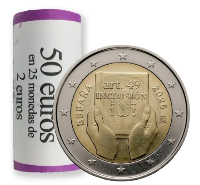 Spanje 2 euro UNC roll 2026 - Artikel 49: Behinderung, Schutz, Rechte und Inklusion