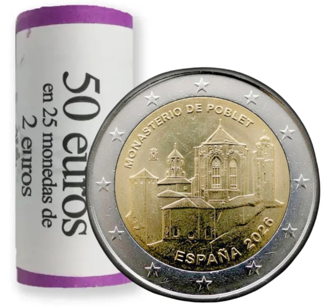 Spanje 2 euro UNC roll 2026 - Kloster Poblet