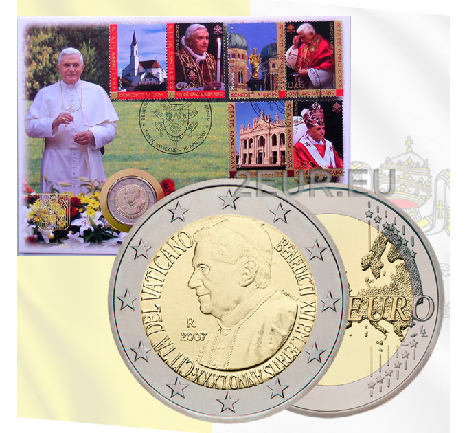 Vatikan 2 euro BU 2007 - 80. Jahrestag der Geburt von Papst Benedikt XVI Numisbrief
