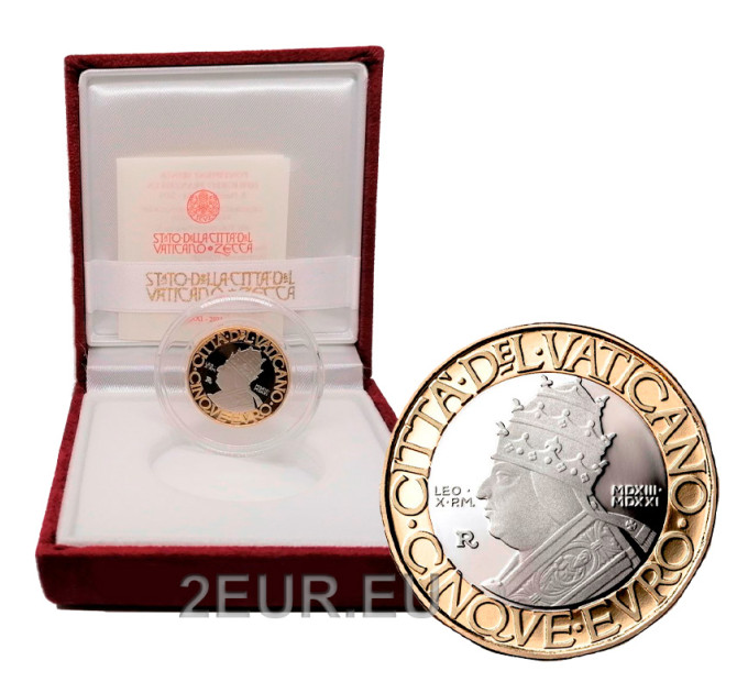 Vatikan 5 euro proof 2021 - 500. Todestag von Papst Leo X. 