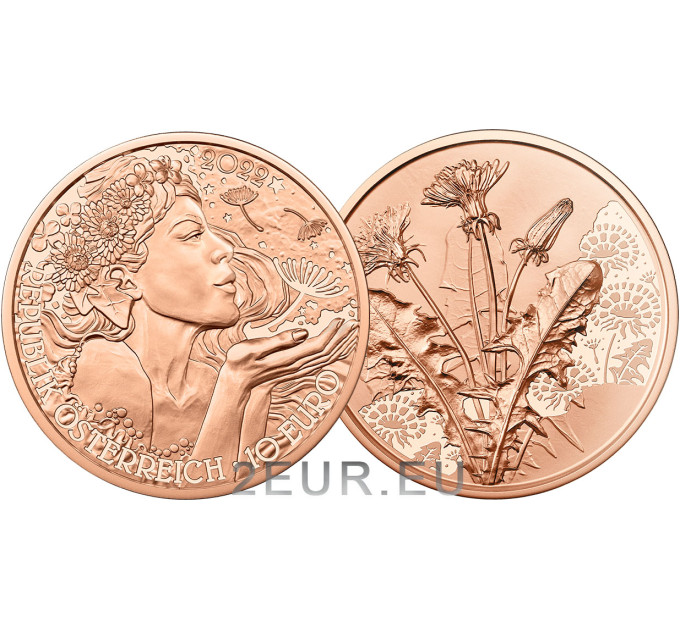 Österreich 10 Euro Münze 2022 - Löwenzahn