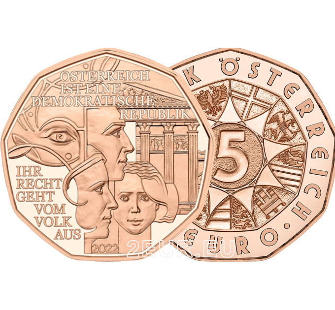 Österreich 5 Euro Münze 2022 - DEMOKRATIE