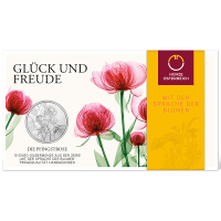 Austria 10 euro Silbermünze 2024 - Pfingstrose