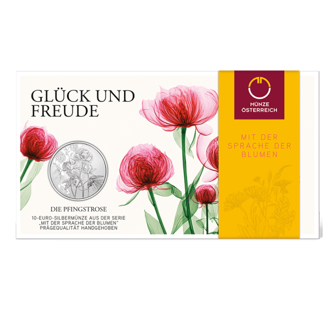 Austria 10 euro Silbermünze 2024 - Pfingstrose