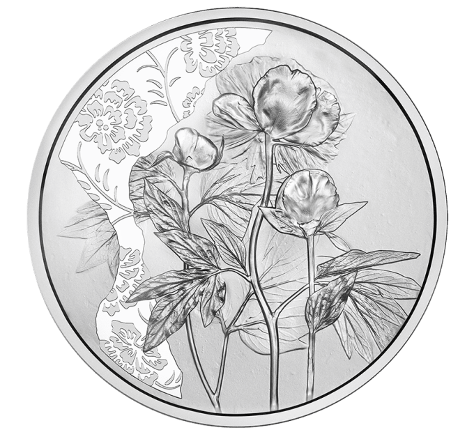 Austria 10 euro Silbermünze 2024 - Pfingstrose
