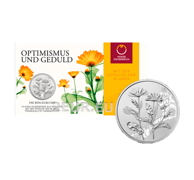 Austria 10 euro Silbermünze 2022 - DIE RINGELBLUME 